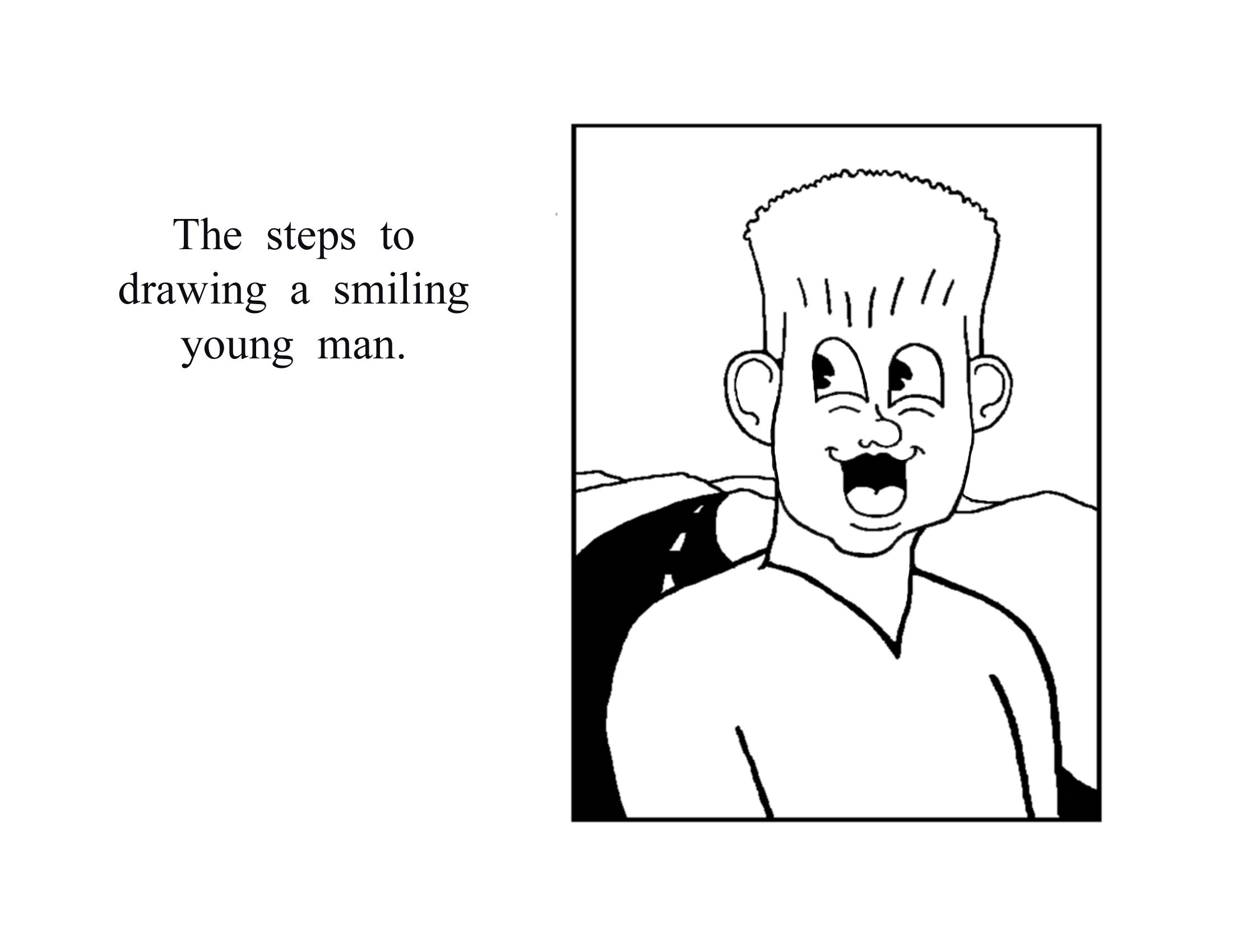 How to draw a smiling young man.